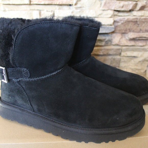 UGG KAREL MINI SUEDE BOOTS NEW! ‎ BLACK - Picture 8 of 8